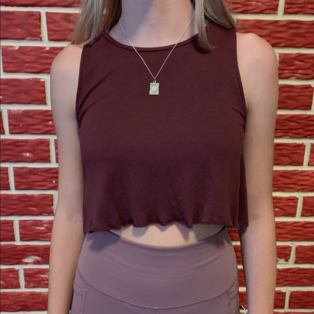 Maroon Crop Halter Tank